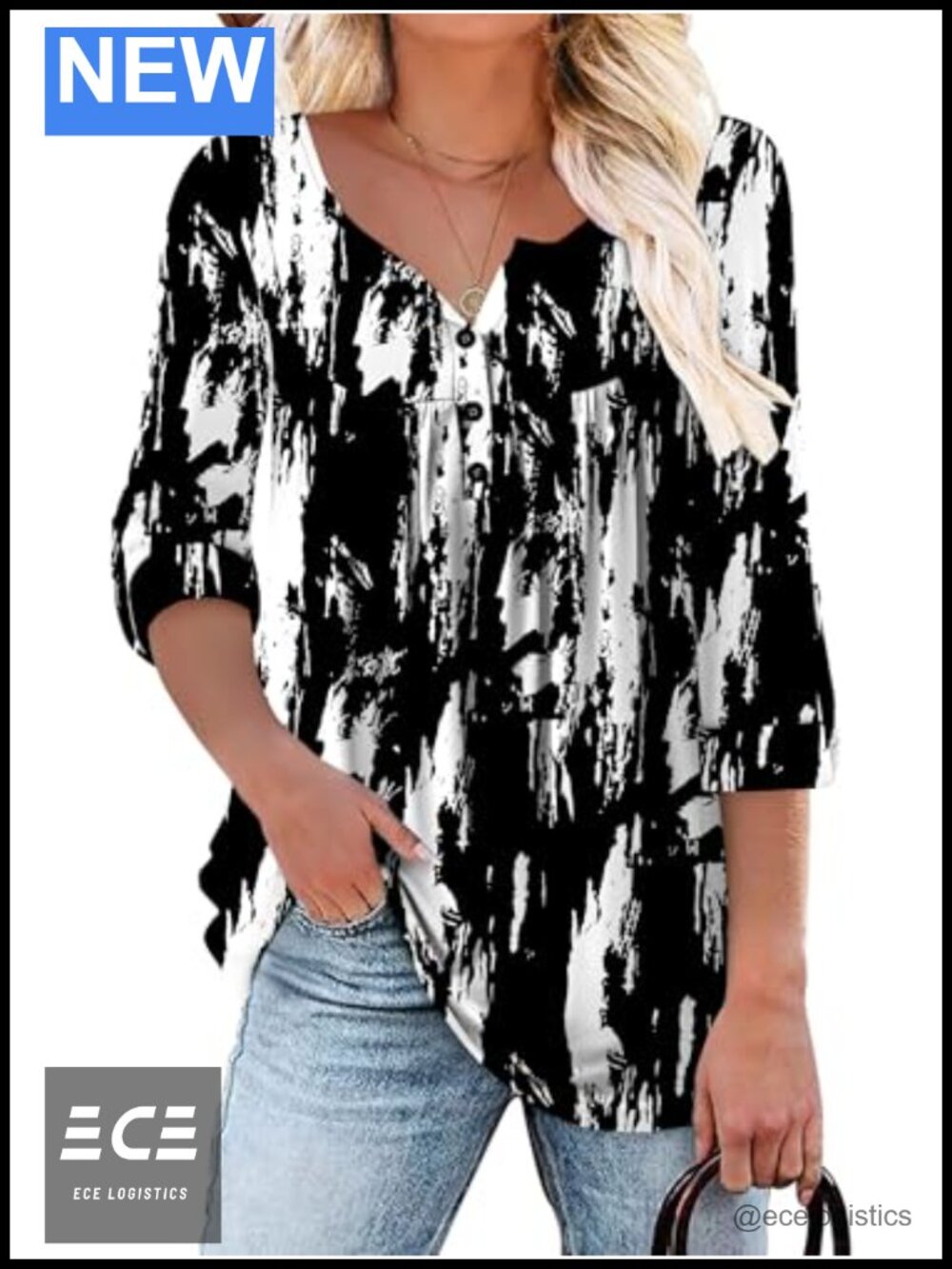 Womens Floral Tunic Top V Neck Long Sleeve Ruffle Loose Fit Blouse